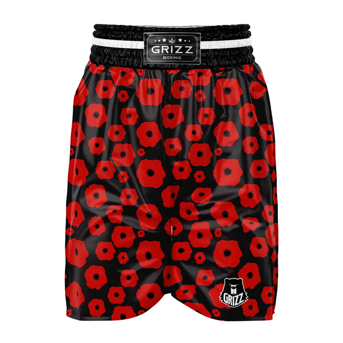 Poppy Red Print Pattern Boxing Shorts-grizzshop