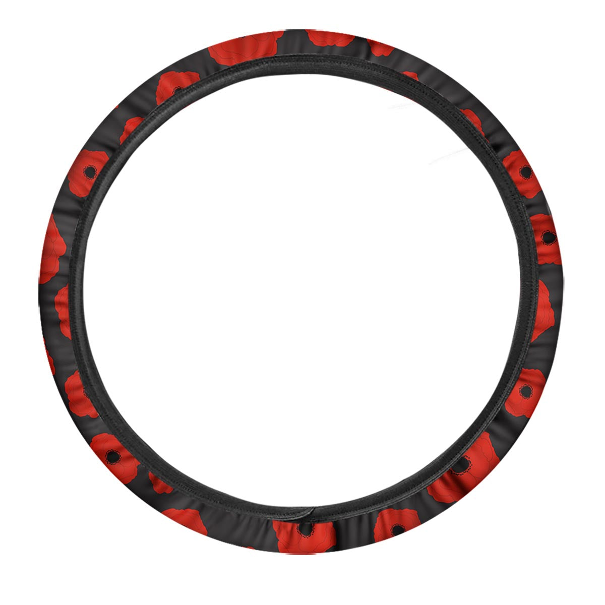 Poppy Red Print Pattern Car Steering Wheel Cover-grizzshop