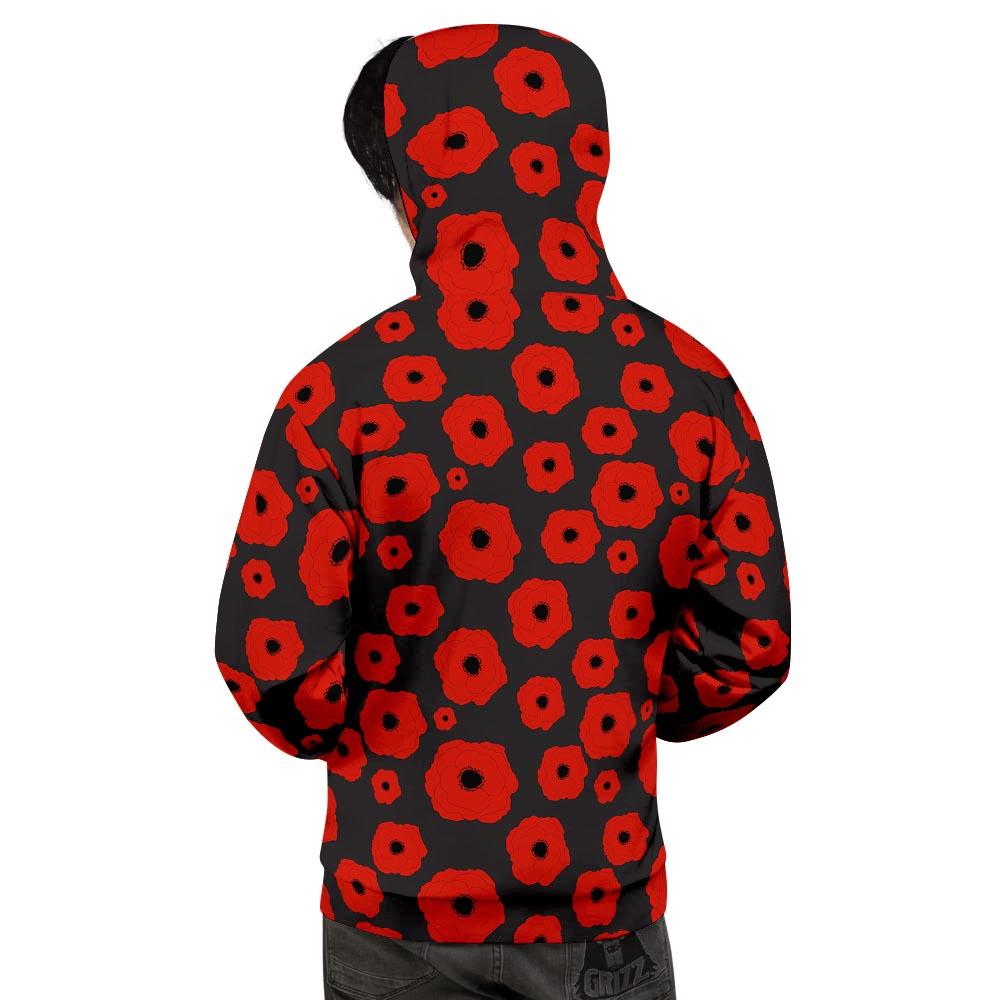 Poppy Red Print Pattern Men's Hoodie-grizzshop
