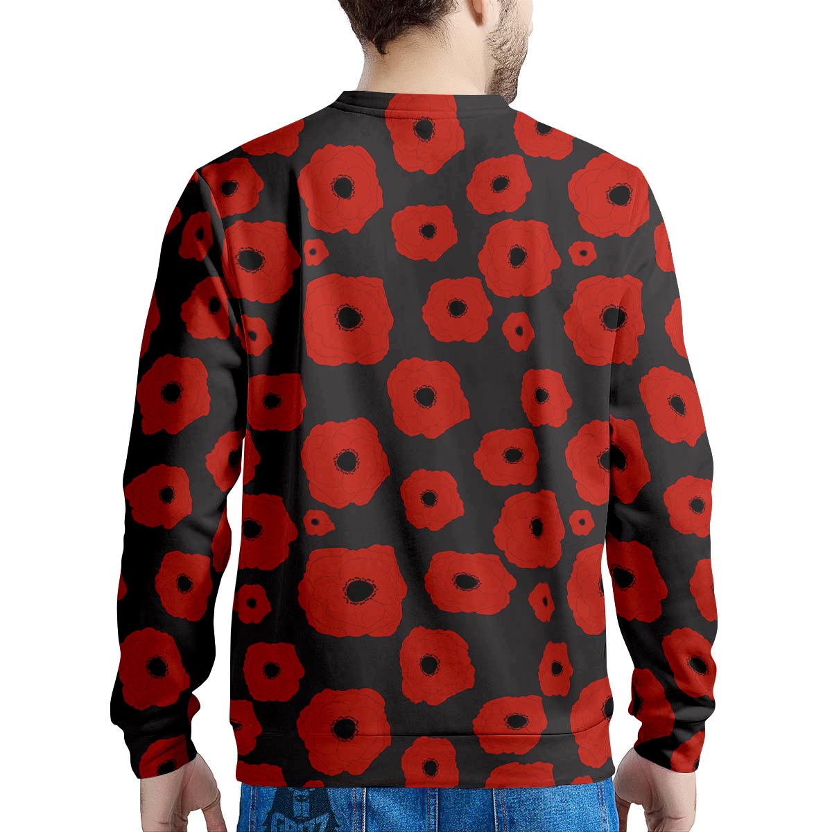 Poppy Red Print Pattern Men's Sweatshirt-grizzshop