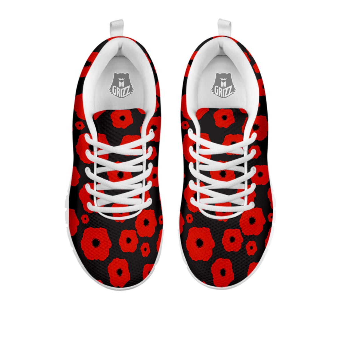 Poppy Red Print Pattern White Sneaker-grizzshop