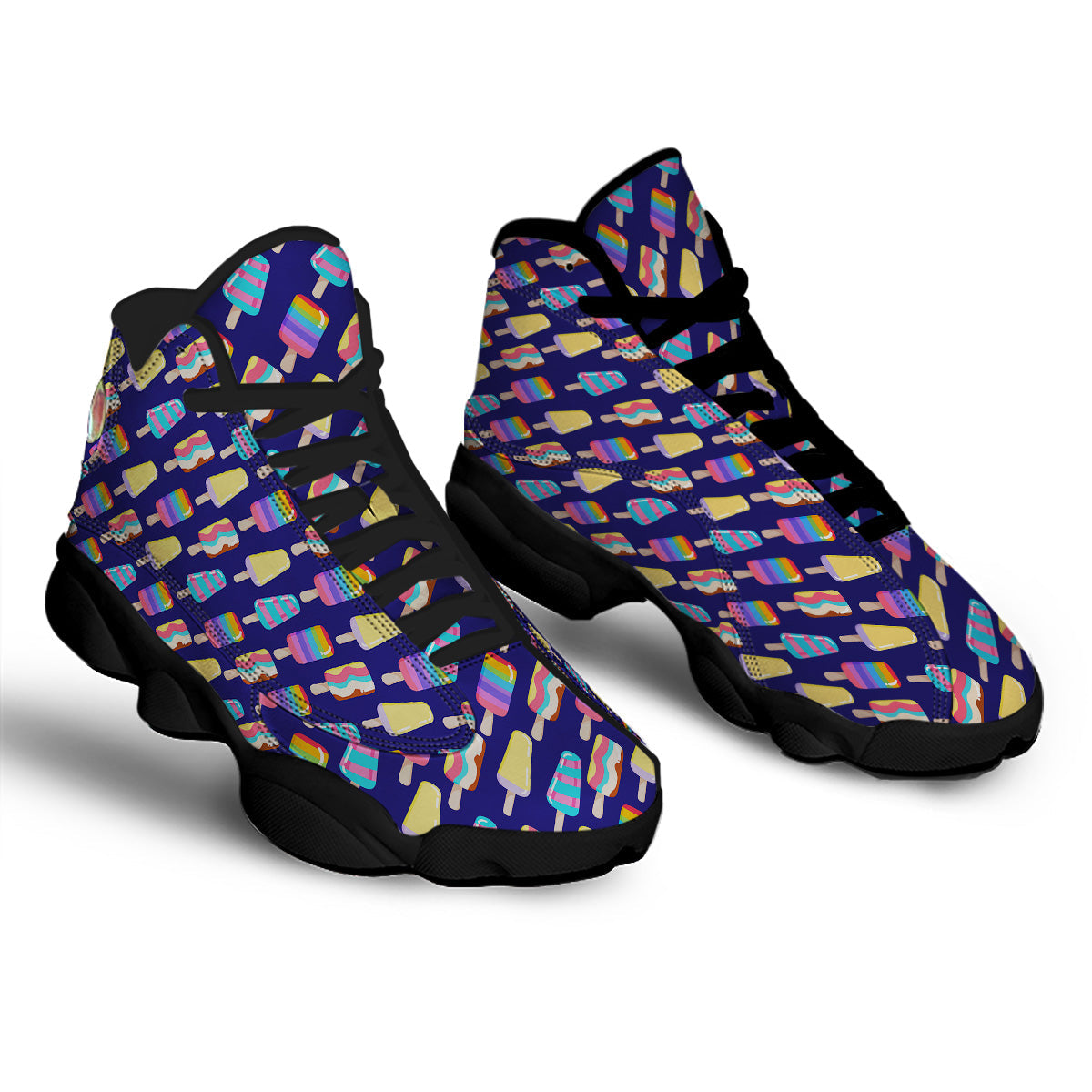 Popsicle Ice Cream Print Pattern Black Basketball Shoes-grizzshop