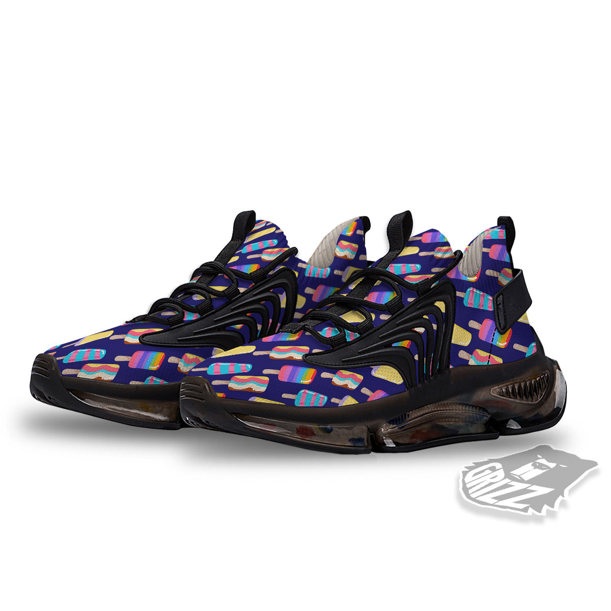 Popsicle Ice Cream Print Pattern Black Gym Shoes-grizzshop