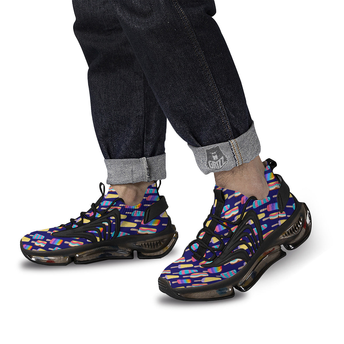 Popsicle Ice Cream Print Pattern Black Gym Shoes-grizzshop
