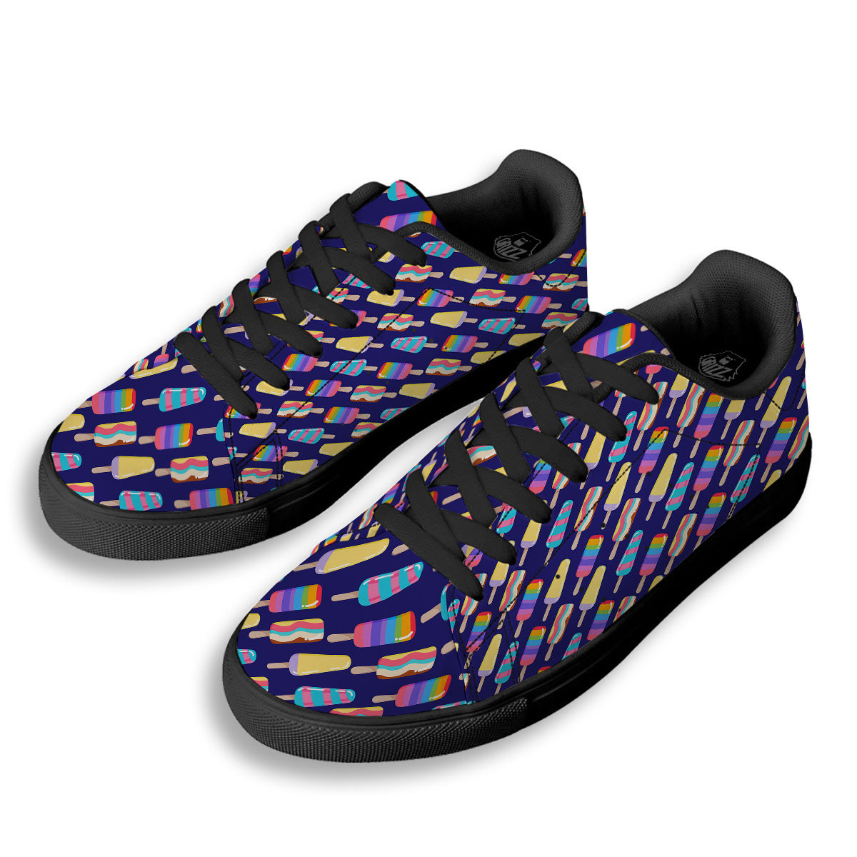 Popsicle Ice Cream Print Pattern Black Low Top Sneakers-grizzshop