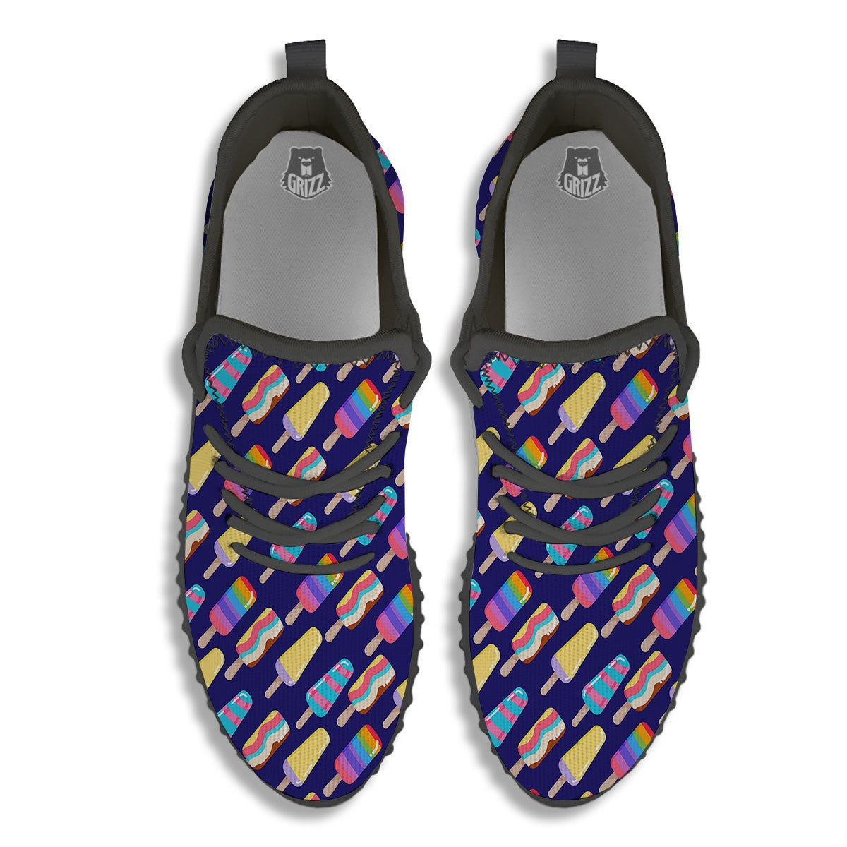 Popsicle Ice Cream Print Pattern Black Walking Shoes-grizzshop