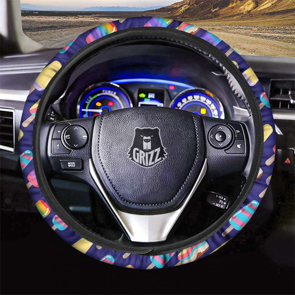 Popsicle Ice Cream Print Pattern Car Steering Wheel Cover-grizzshop