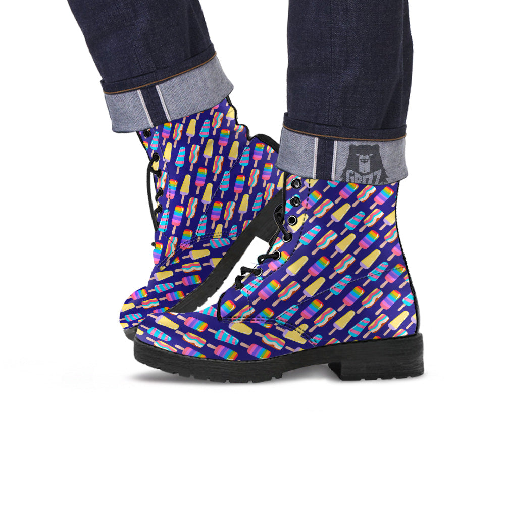 Popsicle Ice Cream Print Pattern Leather Boots-grizzshop