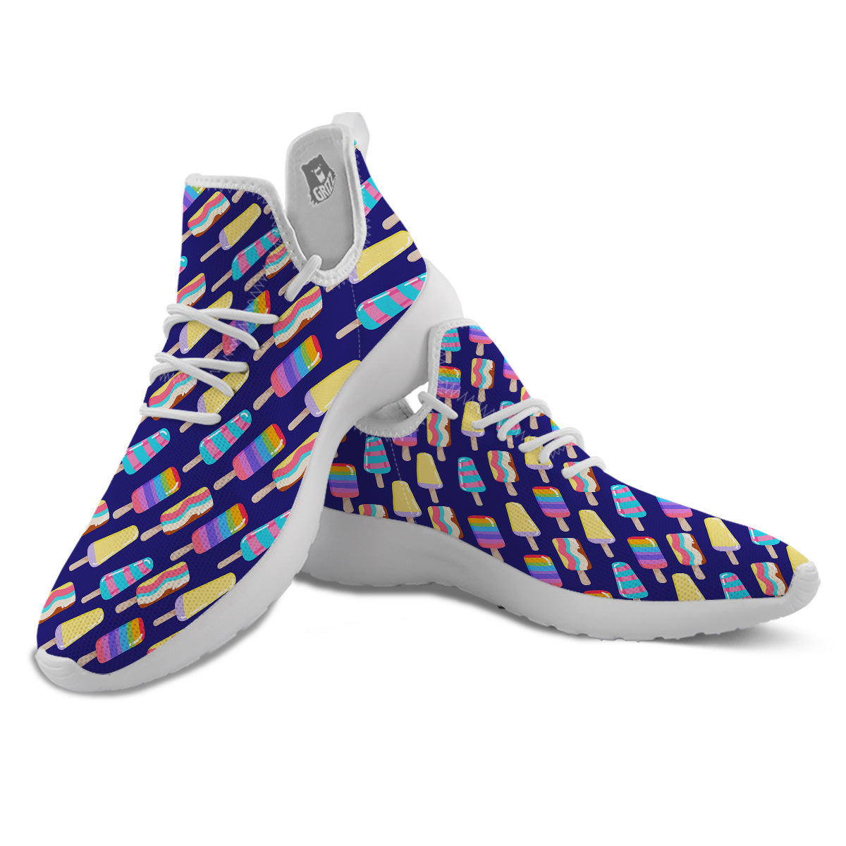 Popsicle Ice Cream Print Pattern White Athletic Shoes-grizzshop