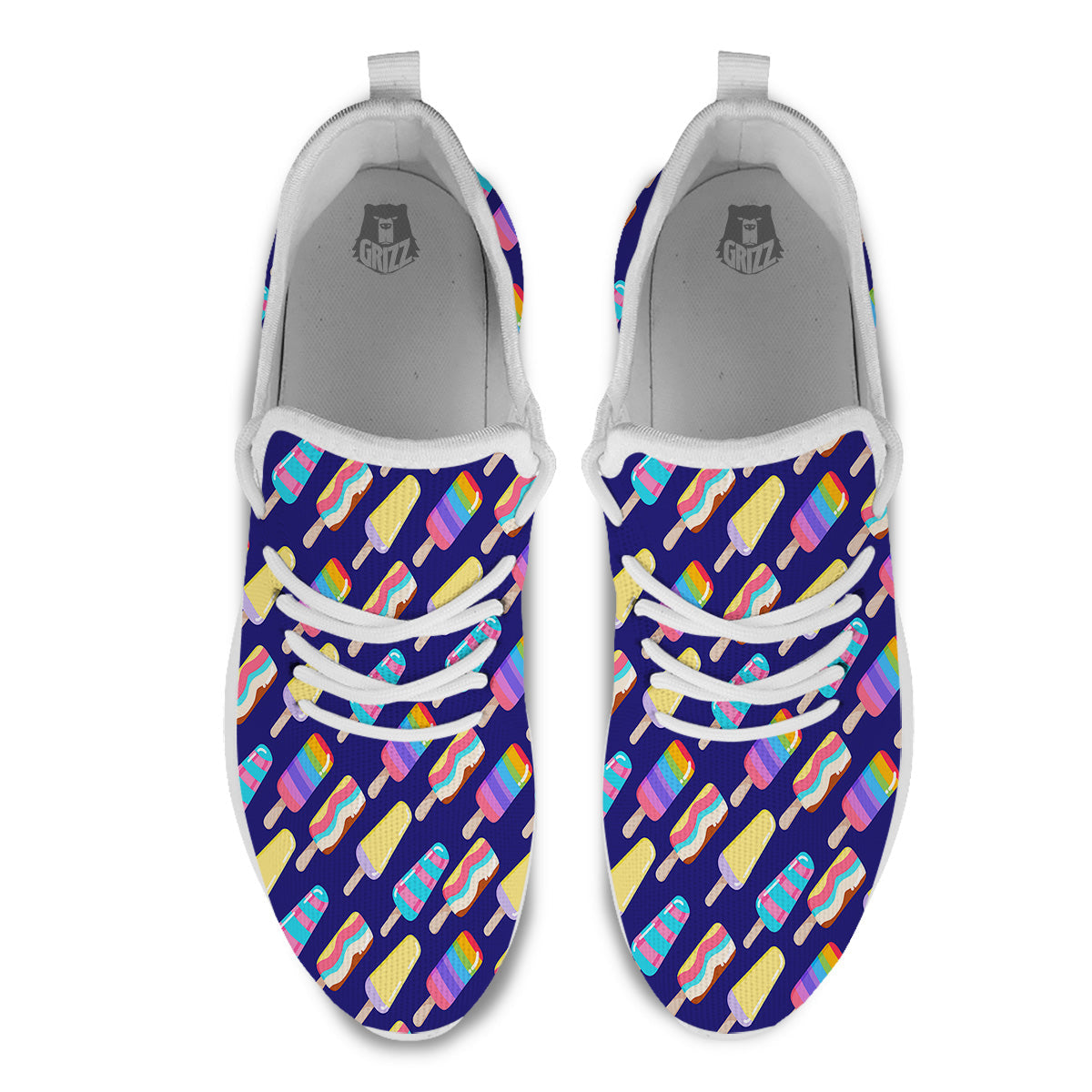 Popsicle Ice Cream Print Pattern White Athletic Shoes-grizzshop