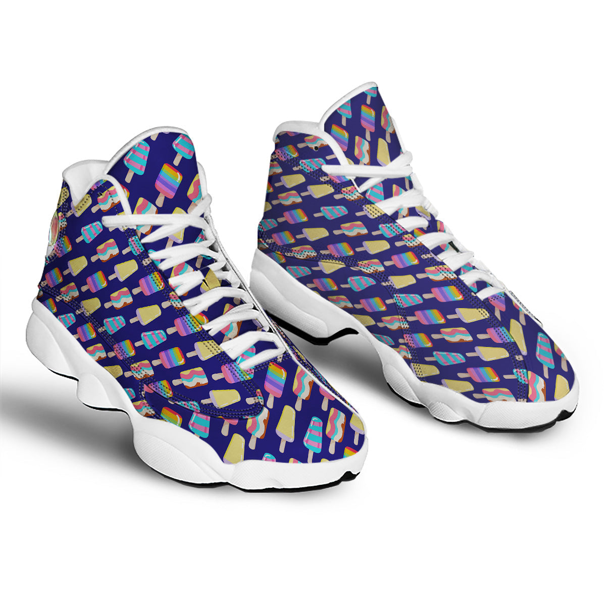 Popsicle Ice Cream Print Pattern White Basketball Shoes-grizzshop