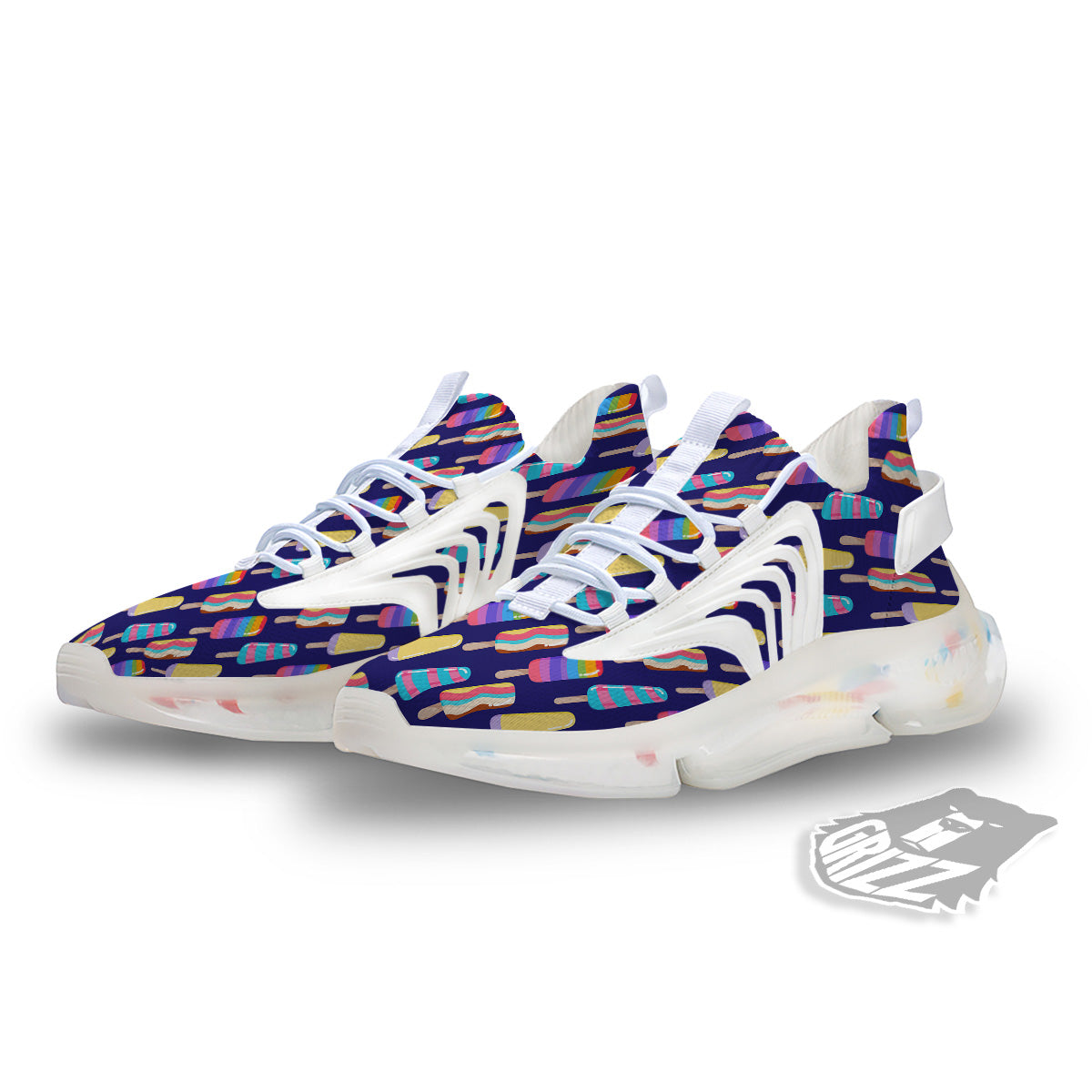 Popsicle Ice Cream Print Pattern White Gym Shoes-grizzshop
