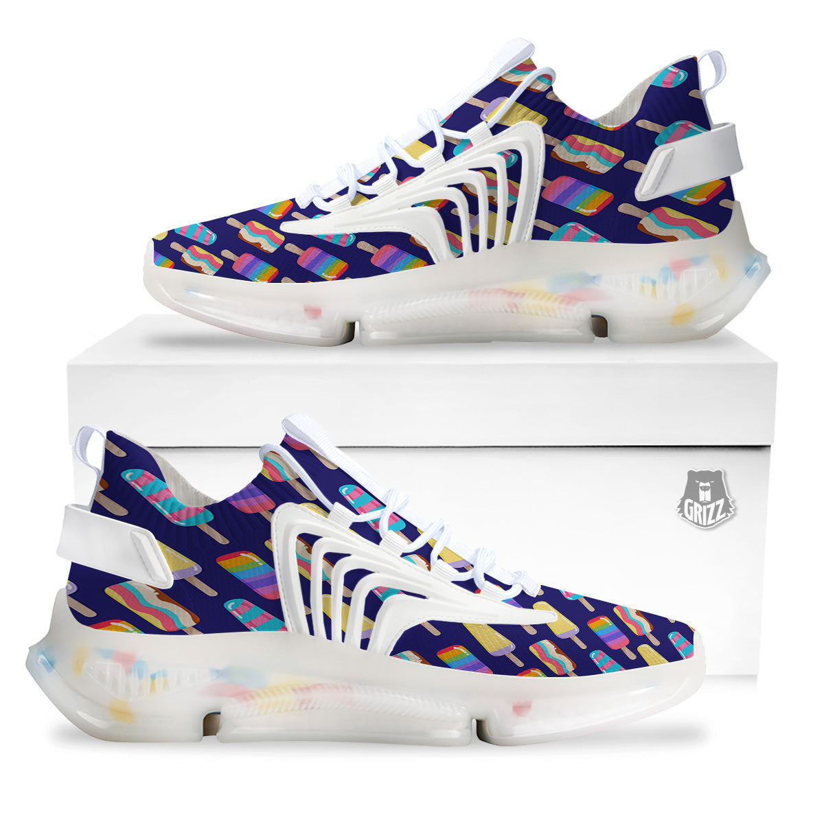Popsicle Ice Cream Print Pattern White Gym Shoes-grizzshop