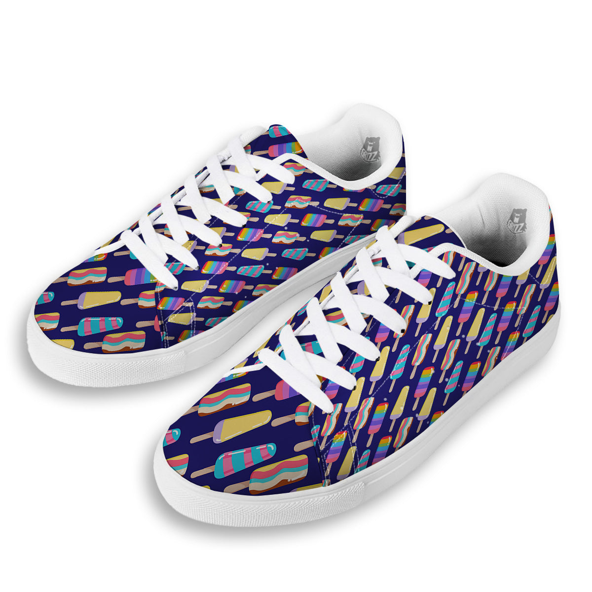 Popsicle Ice Cream Print Pattern White Low Top Sneakers-grizzshop