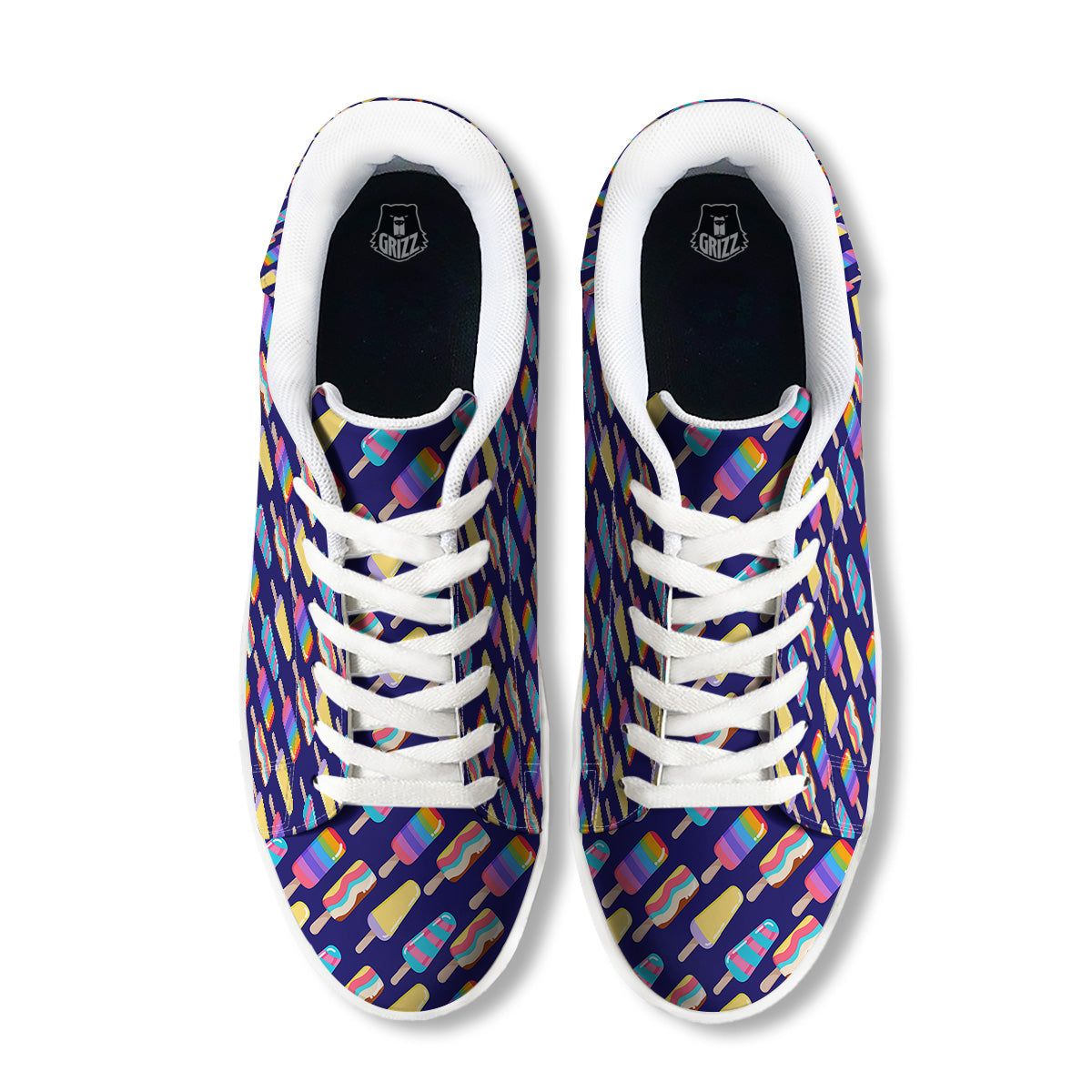 Popsicle Ice Cream Print Pattern White Low Top Sneakers-grizzshop