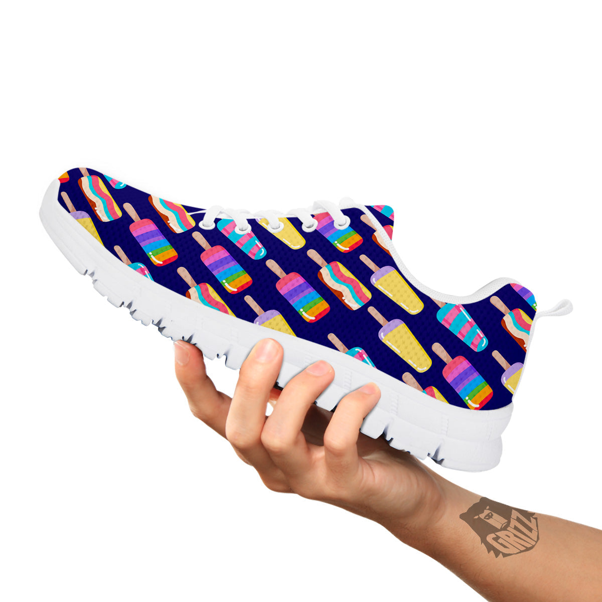 Popsicle Ice Cream Print Pattern White Sneaker-grizzshop