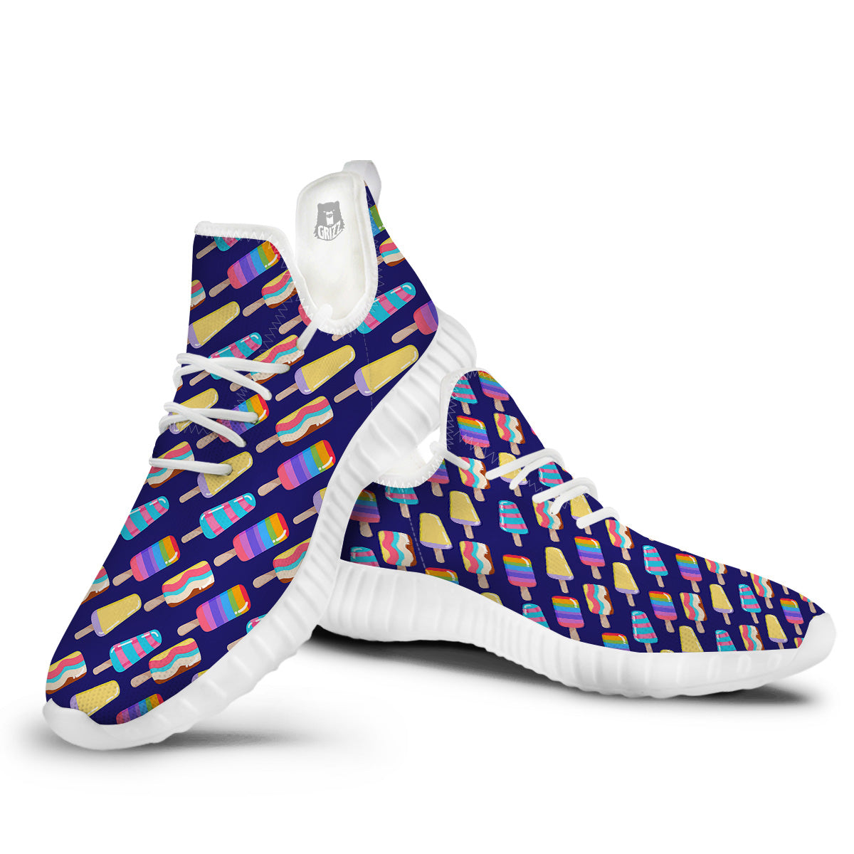 Popsicle Ice Cream Print Pattern White Walking Shoes-grizzshop