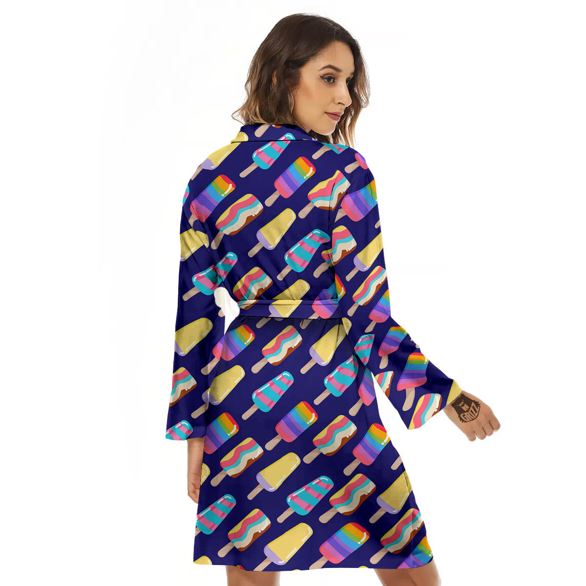 Popsicle Ice Cream Print Pattern Women's Robe-grizzshop