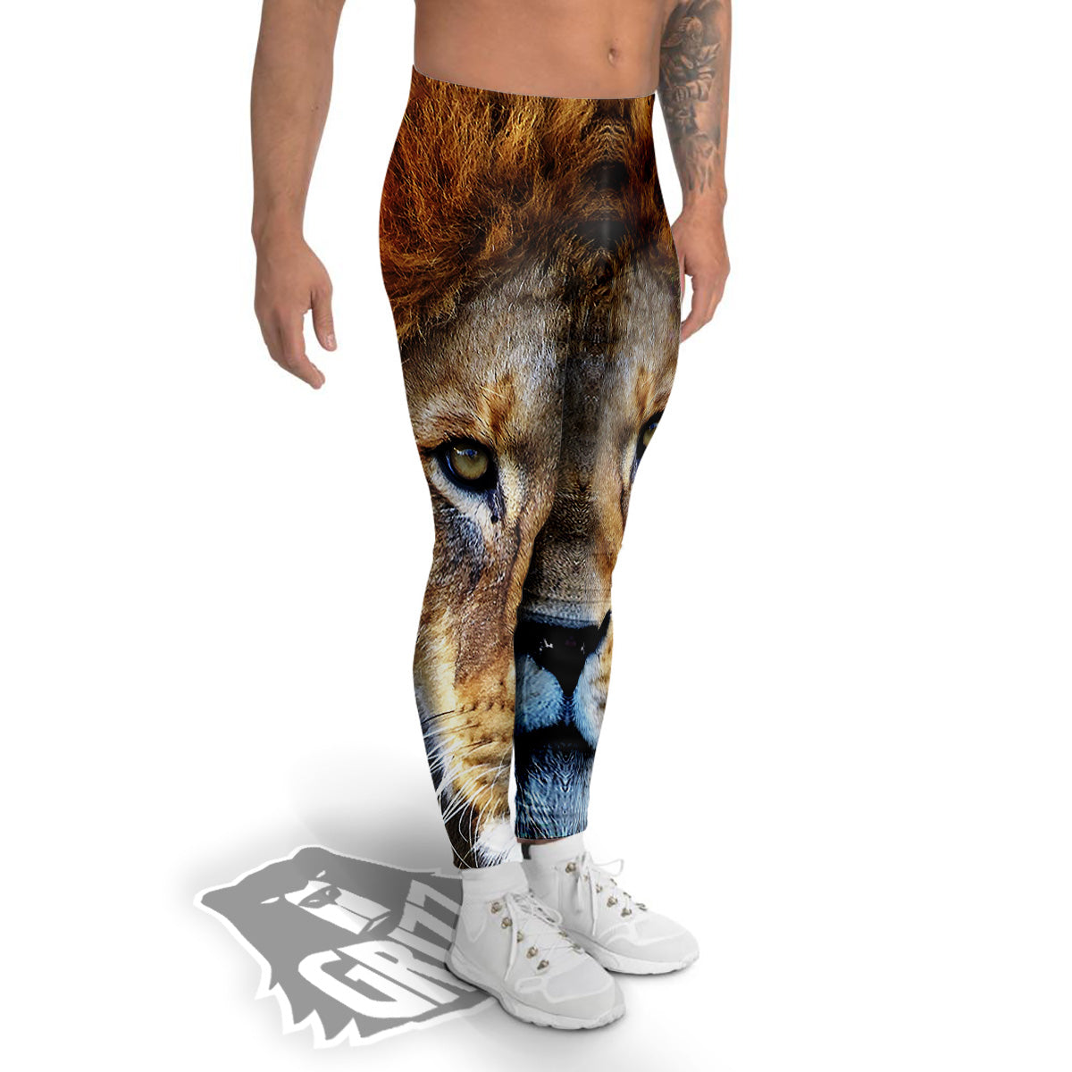 Portrait African Lion Print Men's Leggings-grizzshop