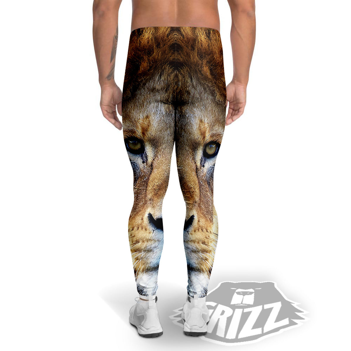 Portrait African Lion Print Men's Leggings-grizzshop