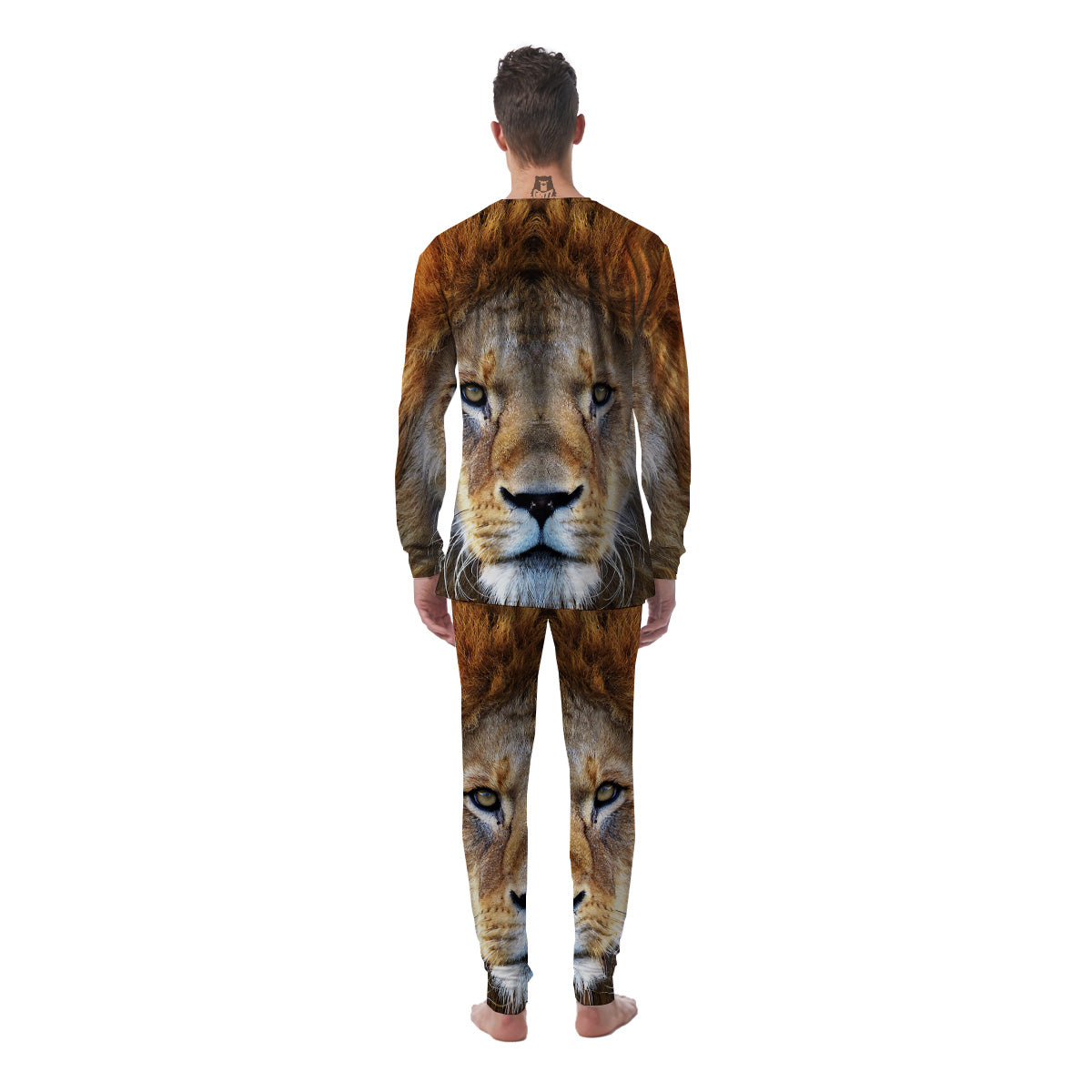 Portrait African Lion Print Men's Pajamas-grizzshop