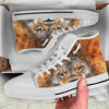 Portrait African Lion Print White High Top Shoes-grizzshop