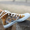 Portrait African Lion Print White High Top Shoes-grizzshop