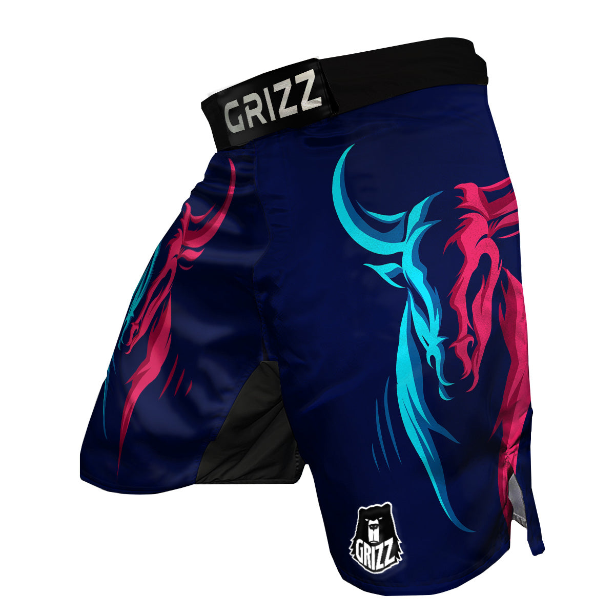 Portrait Bull Print MMA Shorts-grizzshop