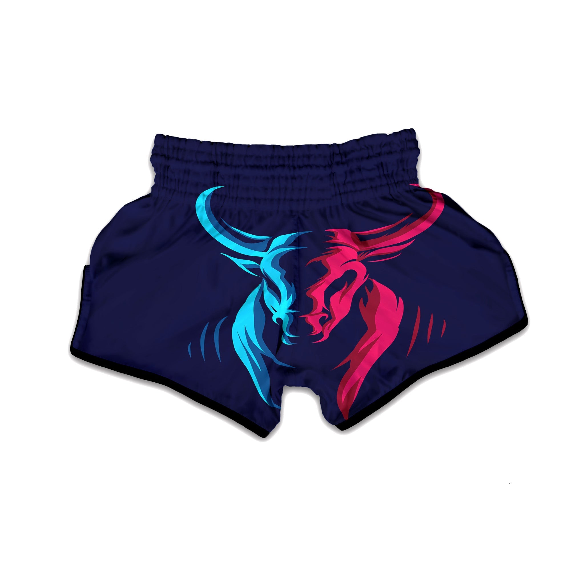 Portrait Bull Print Muay Thai Boxing Shorts-grizzshop