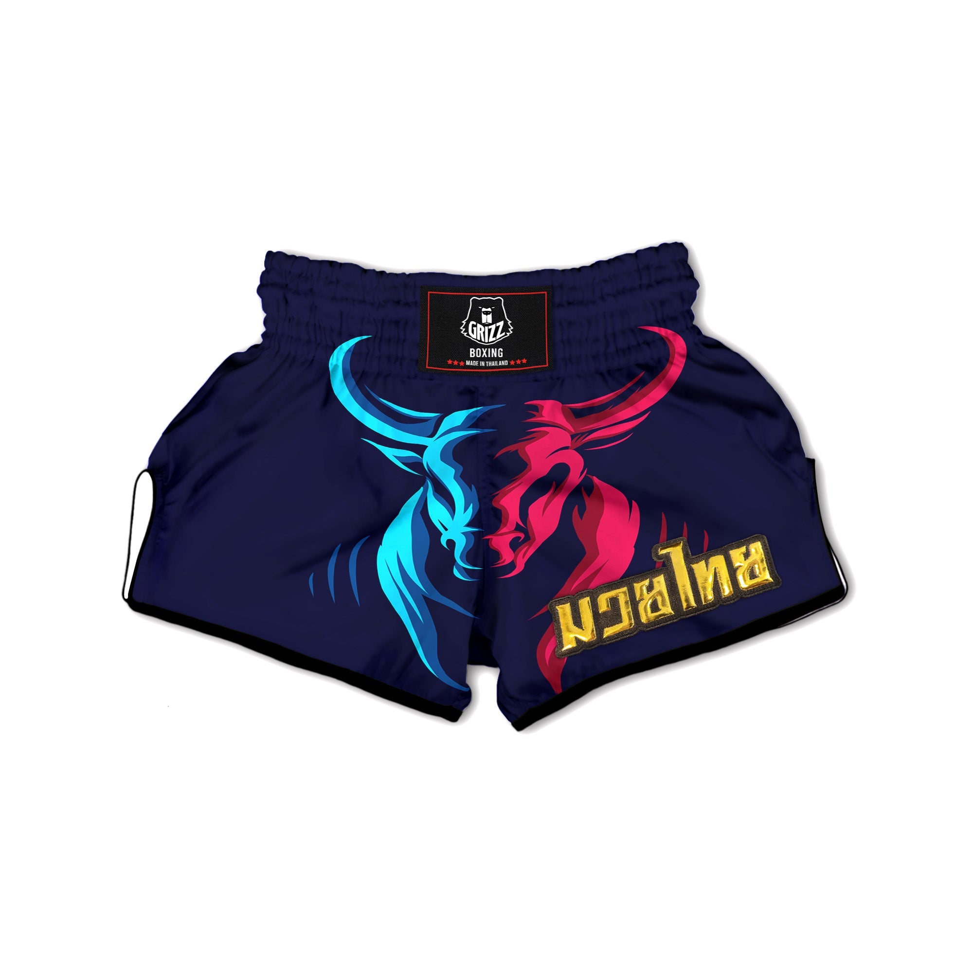 Portrait Bull Print Muay Thai Boxing Shorts-grizzshop