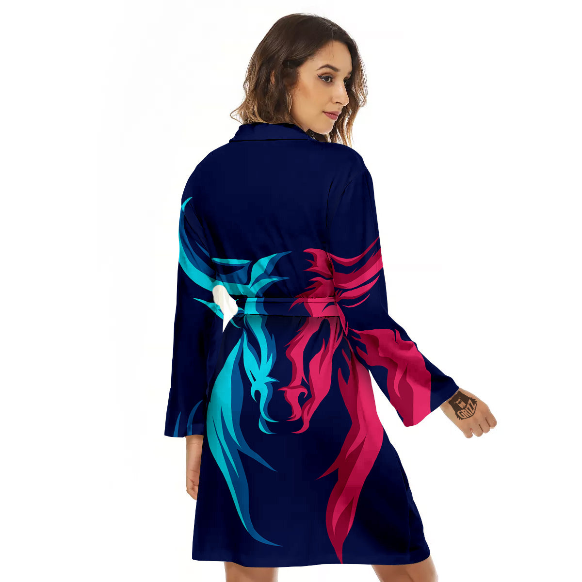 Portrait Bull Print Women's Robe-grizzshop