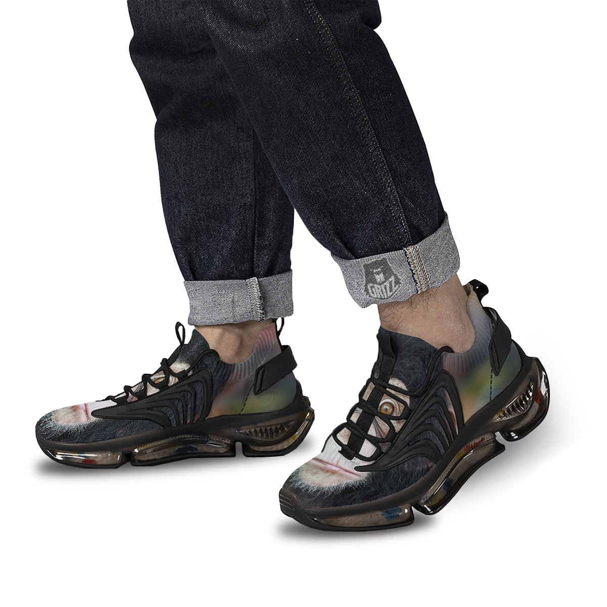 Portrait Chimpanzee Print Black Gym Shoes-grizzshop