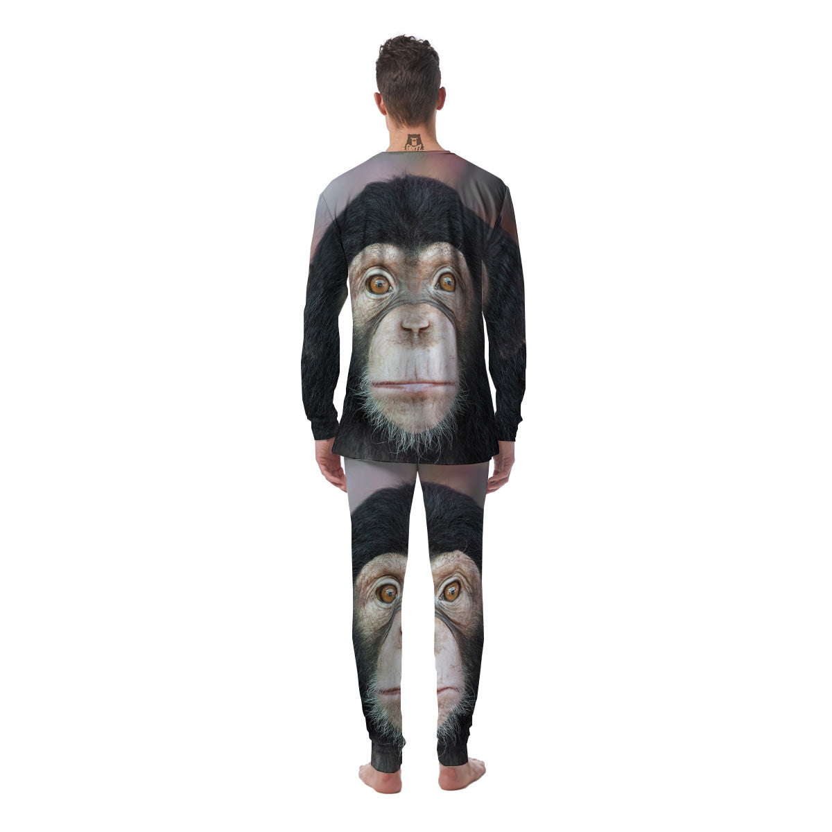 Portrait Chimpanzee Print Men's Pajamas-grizzshop