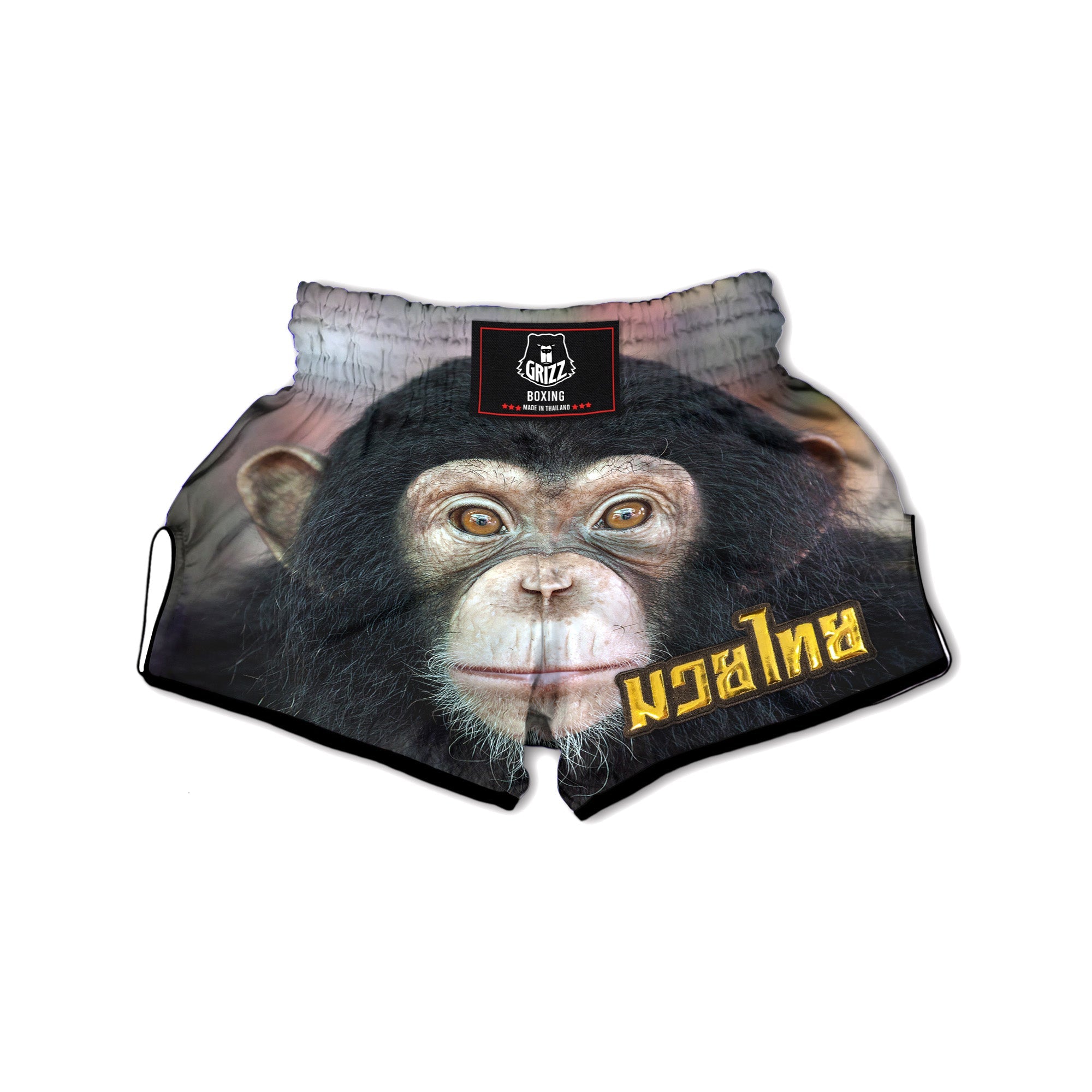 Portrait Chimpanzee Print Muay Thai Boxing Shorts-grizzshop