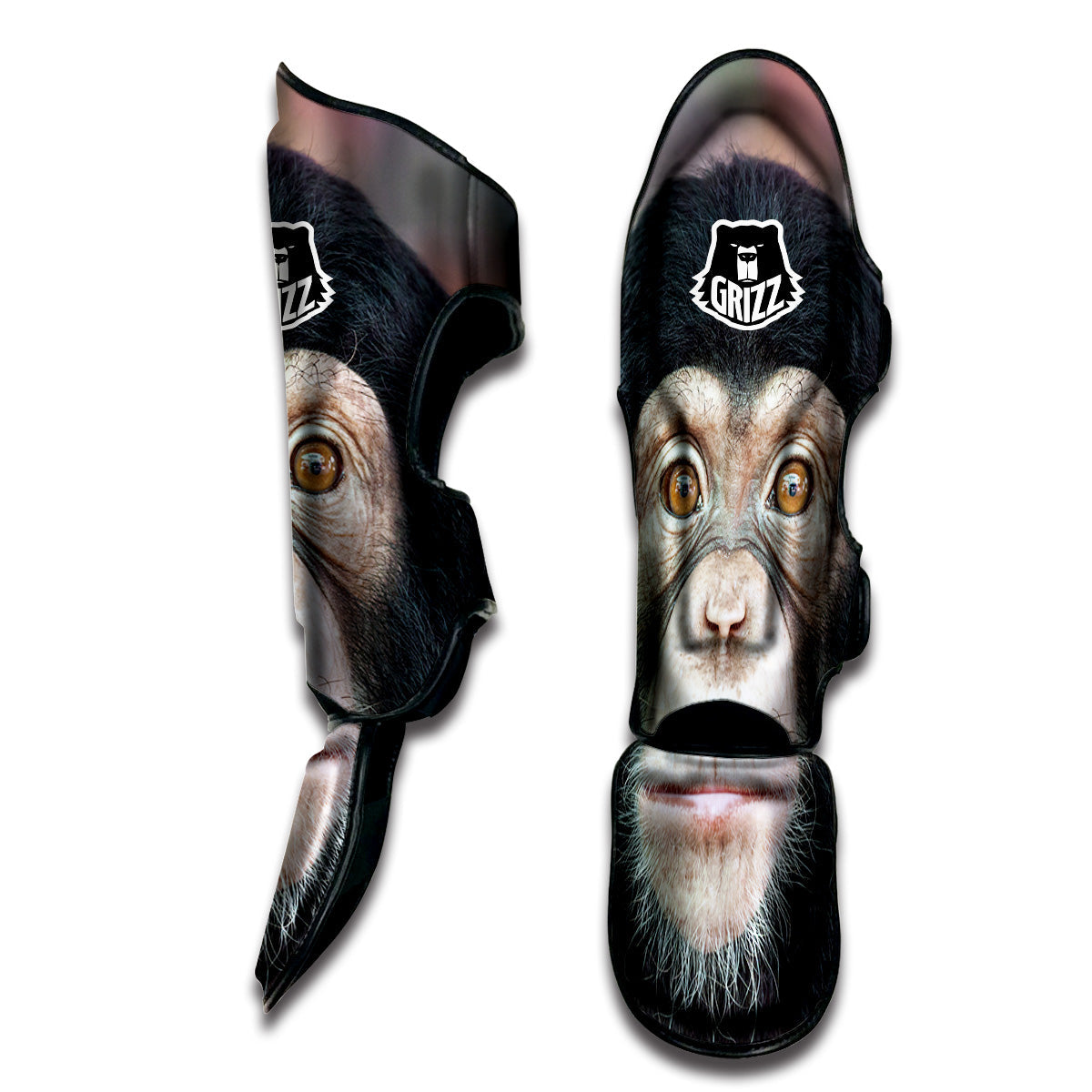 Portrait Chimpanzee Print Muay Thai Shin Guards-grizzshop