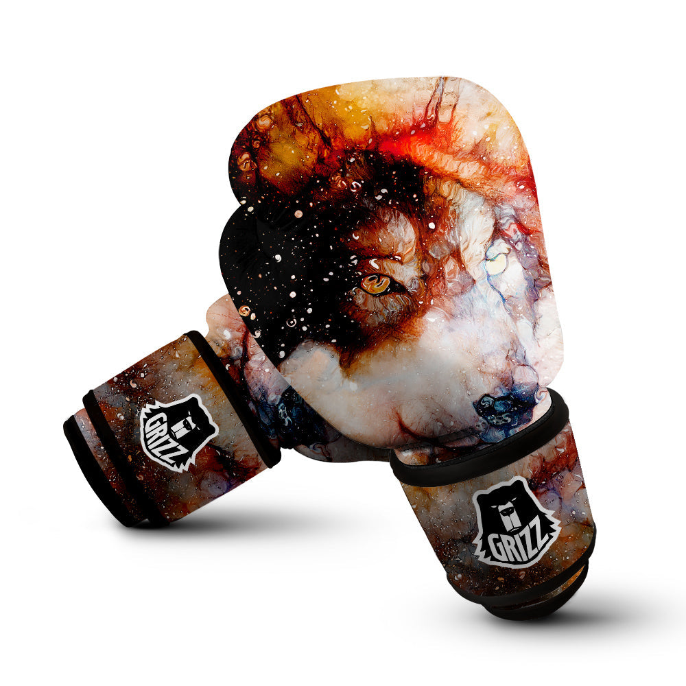 Portrait Cosmic Wolf Print Boxing Gloves-grizzshop