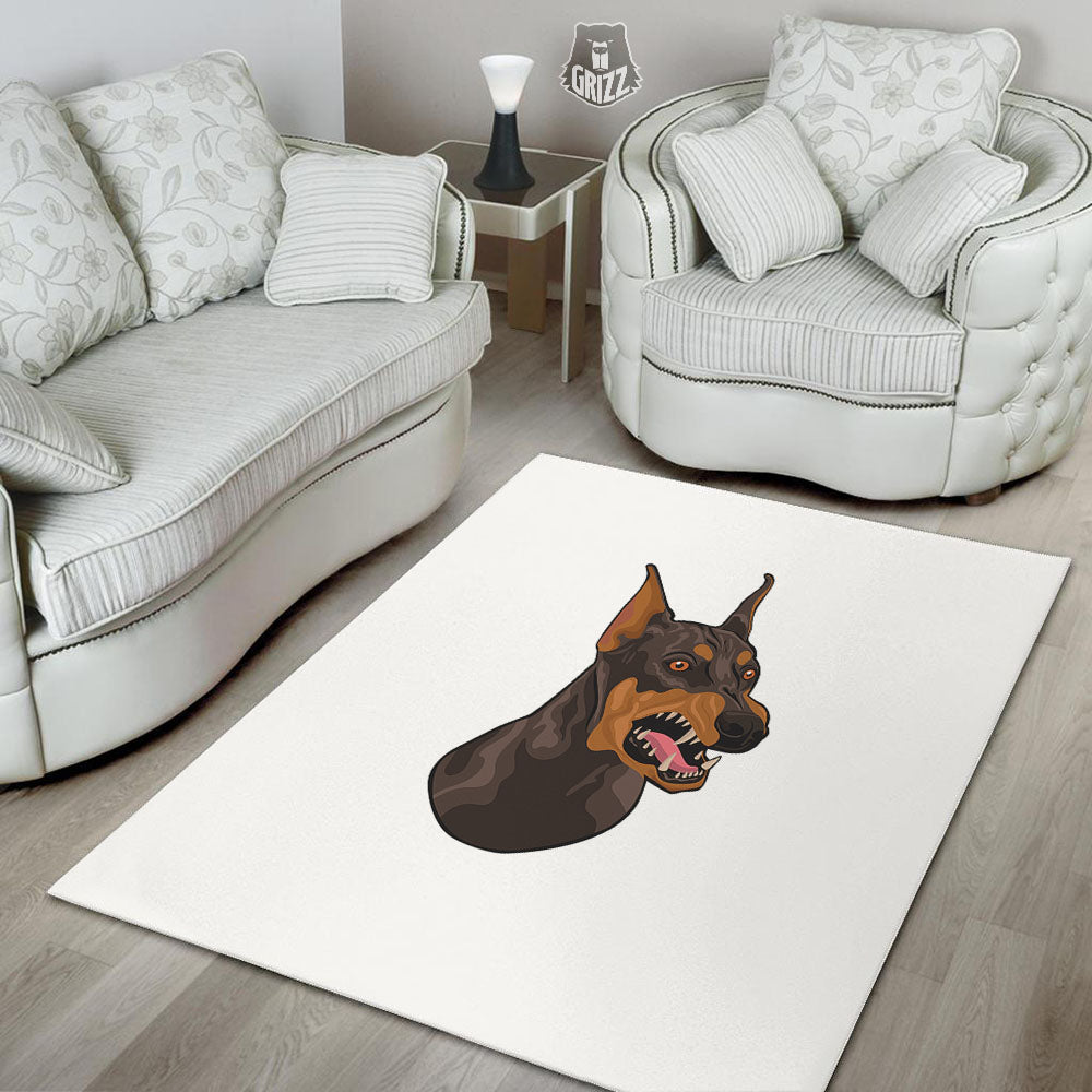 Portrait Dobermann Print Floor Mat-grizzshop