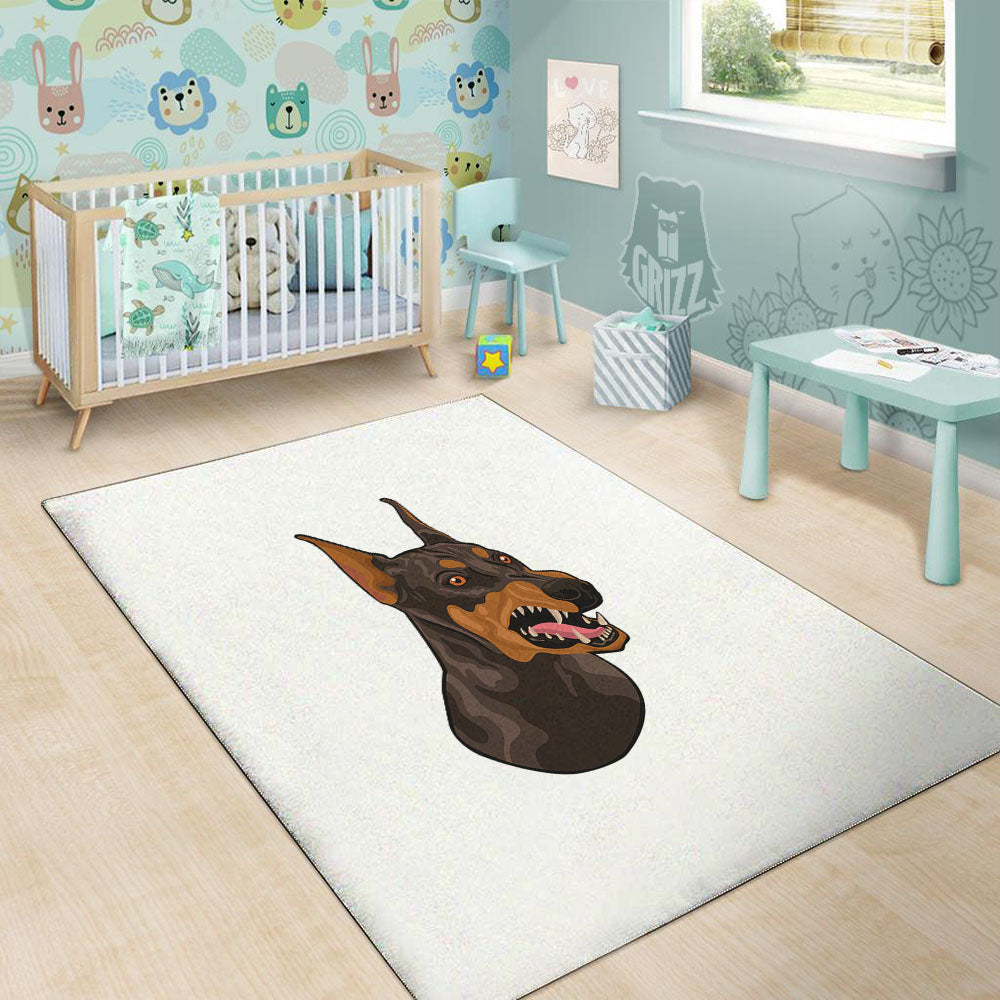 Portrait Dobermann Print Floor Mat-grizzshop