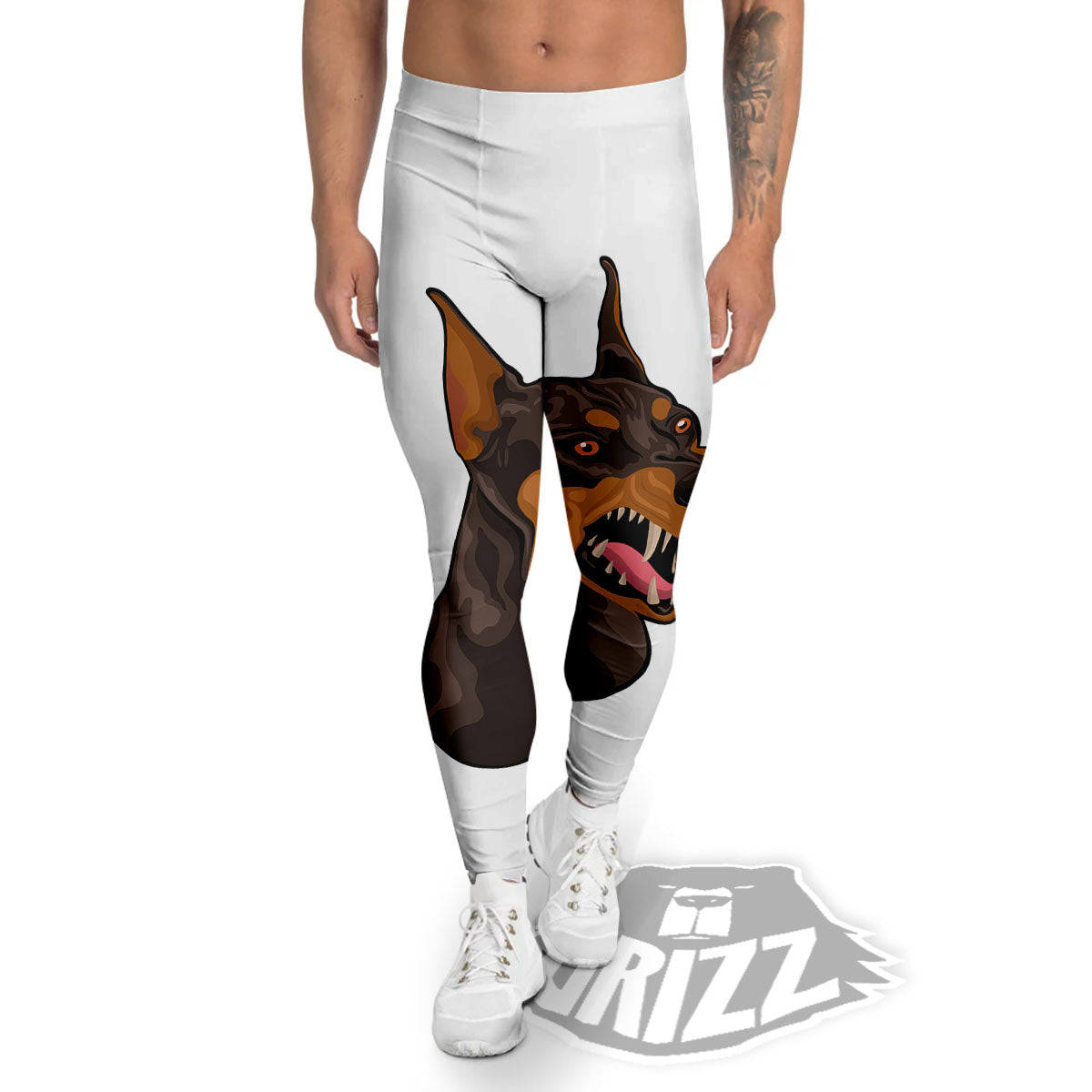 Portrait Dobermann Print Men's Leggings-grizzshop