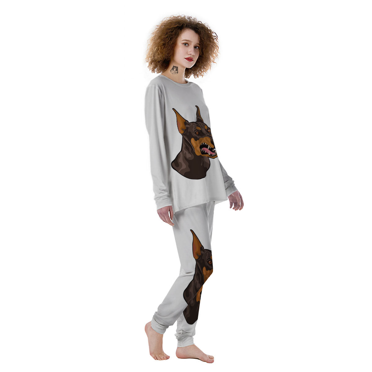 Portrait Dobermann Print Women's Pajamas-grizzshop