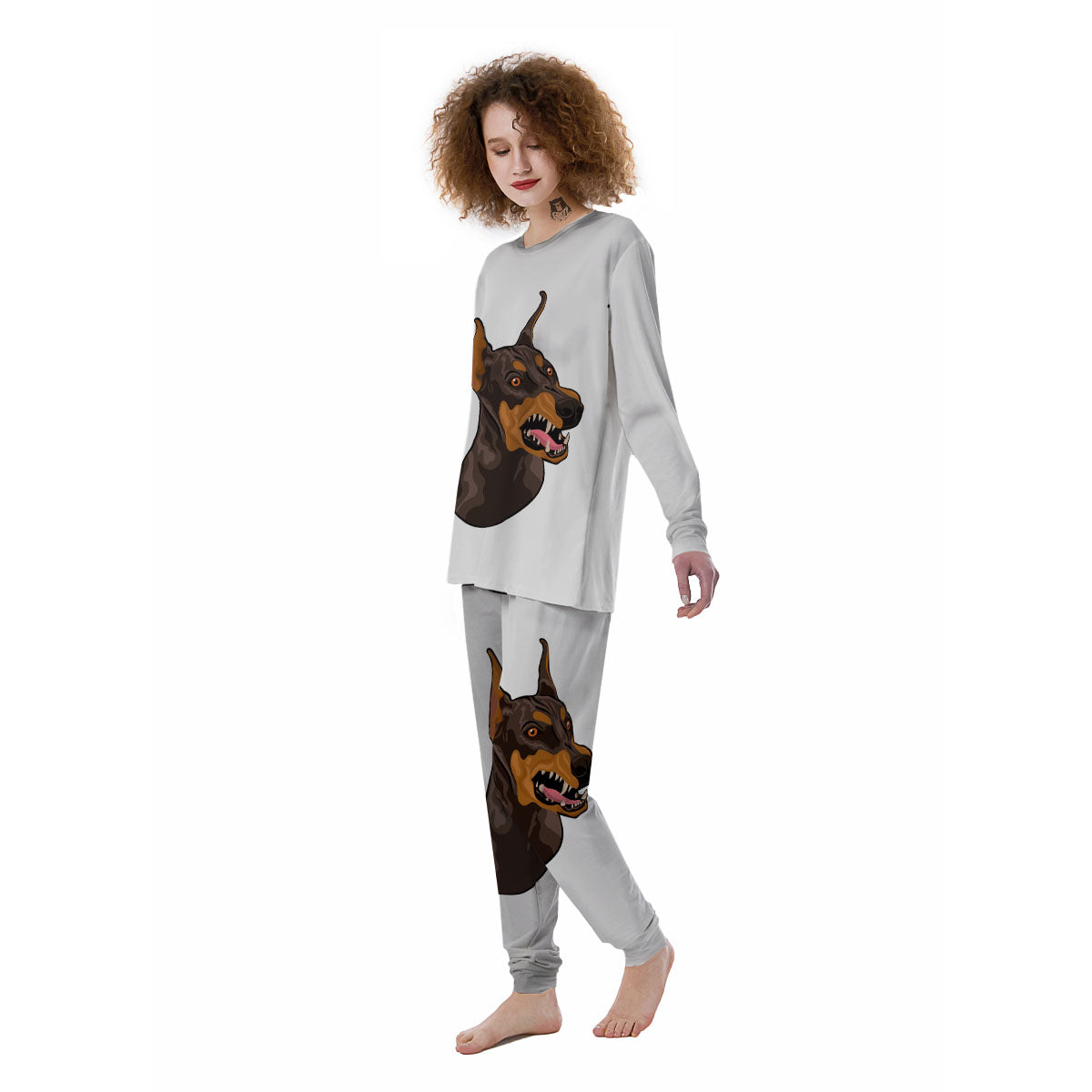 Portrait Dobermann Print Women's Pajamas-grizzshop