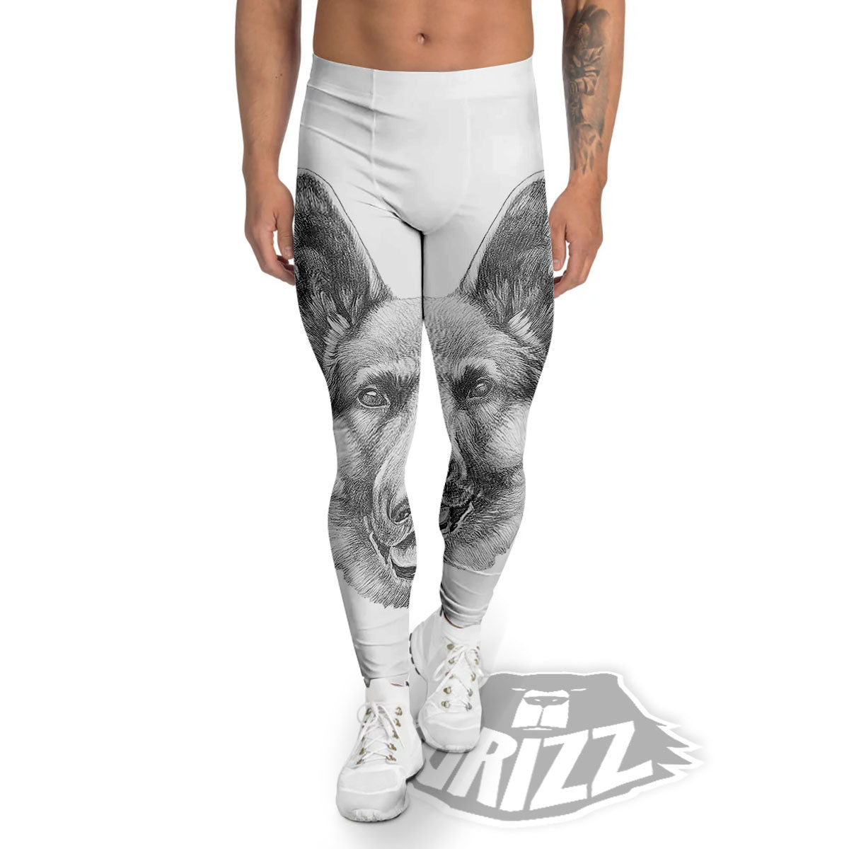 Portrait Dog German Shepherd Print Men's Leggings-grizzshop