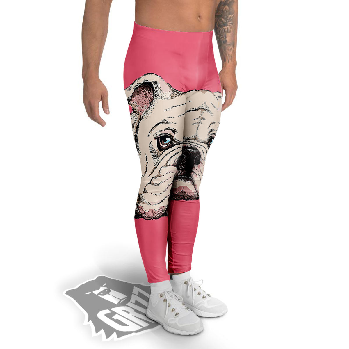 Portrait English Bulldog Print Men's Leggings-grizzshop