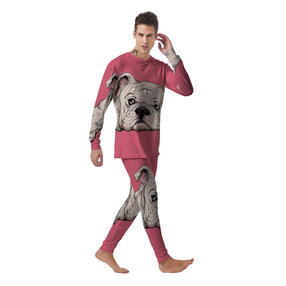 Portrait English Bulldog Print Men's Pajamas-grizzshop