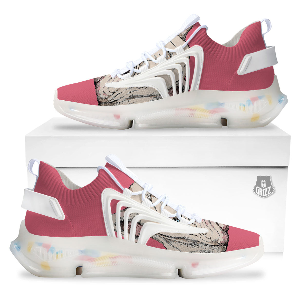 Portrait English Bulldog Print White Gym Shoes-grizzshop
