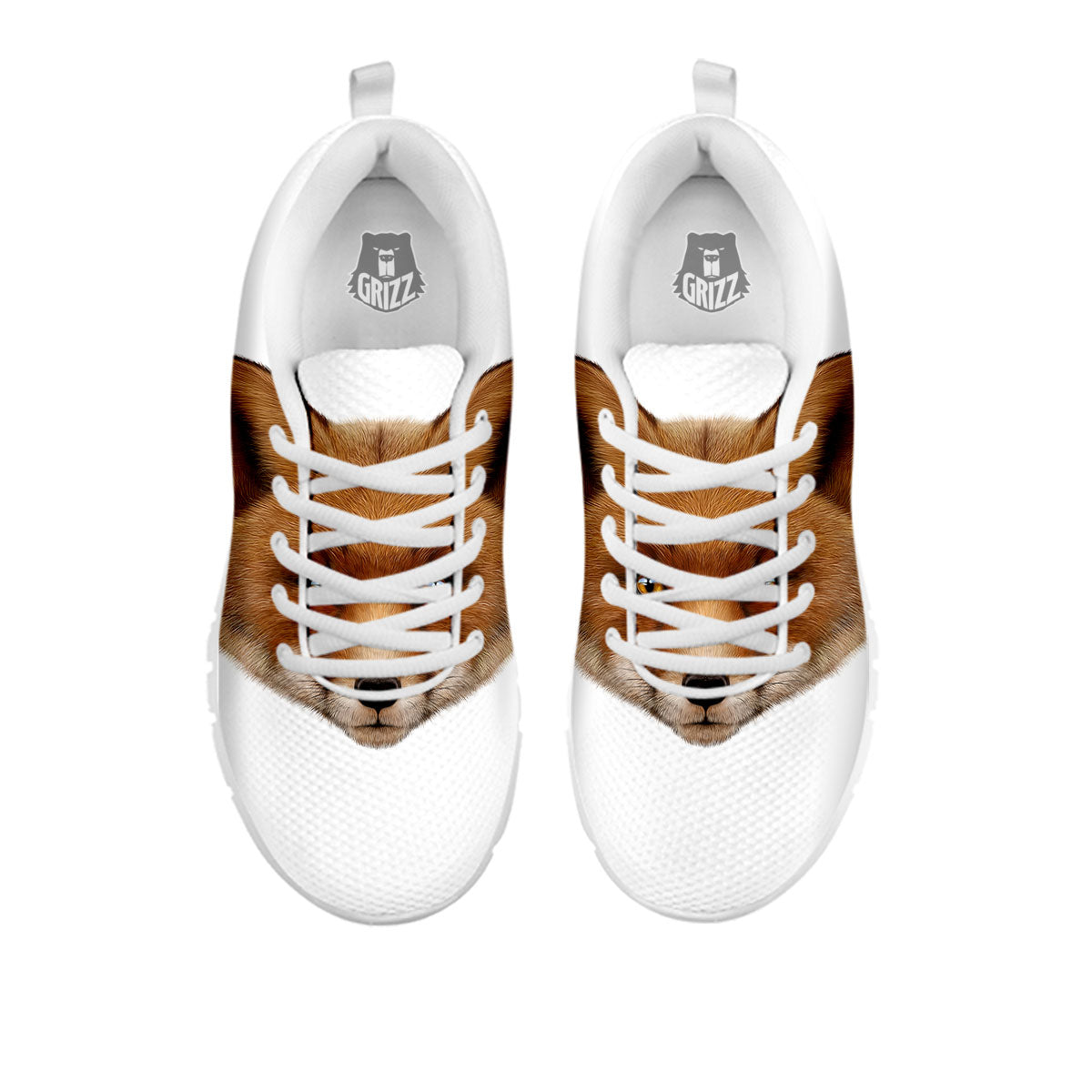 Portrait Fox Print White Sneaker-grizzshop