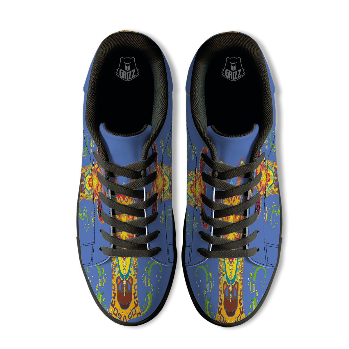 Portrait Giraffe Colorful Print Black Low Top Sneakers-grizzshop