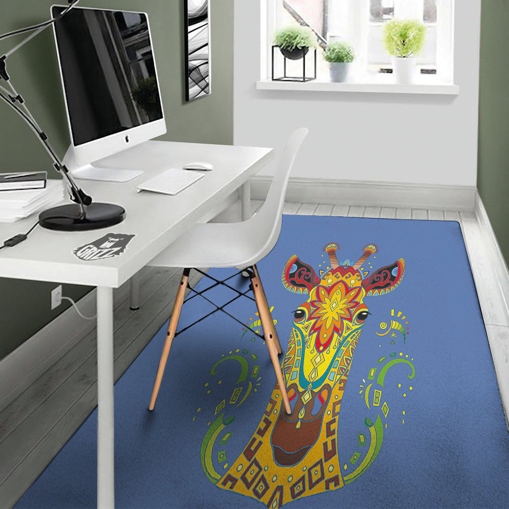 Portrait Giraffe Colorful Print Floor Mat-grizzshop