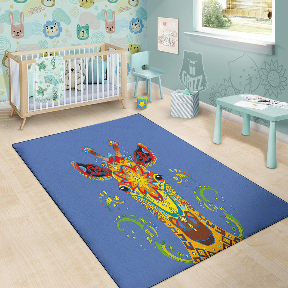 Portrait Giraffe Colorful Print Floor Mat-grizzshop