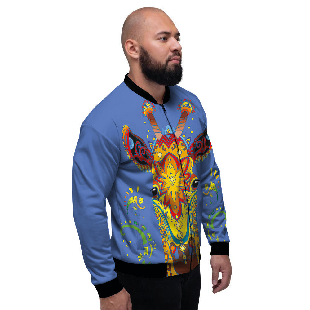 Portrait Giraffe Colorful Print Men's Bomber Jacket-grizzshop